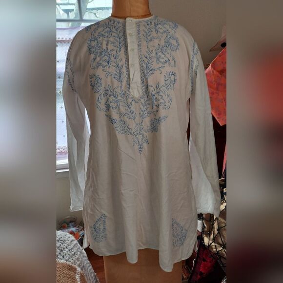 Vintage Embroidered Peasant Blouse Hearts & Flowers Size M Authentic Vintage - Picture 1 of 13